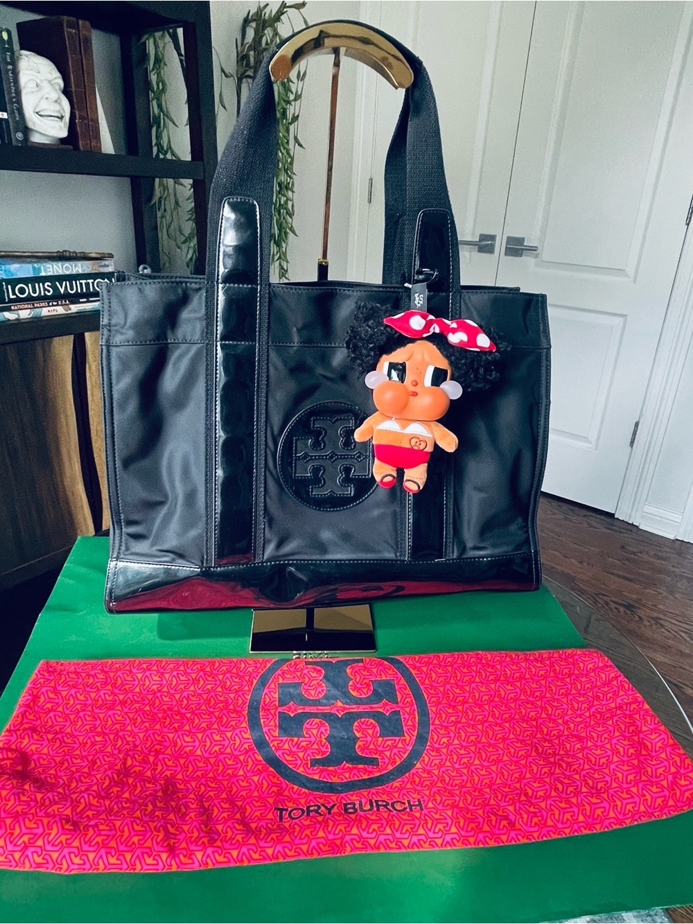 Tory Burch Black Ella Tote with Dust Bag